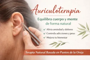 Auriculoterapia para ansiedad, migrañas, dolor, control de peso y dejar de fumar. Técnica natural basada en puntos de la oreja.